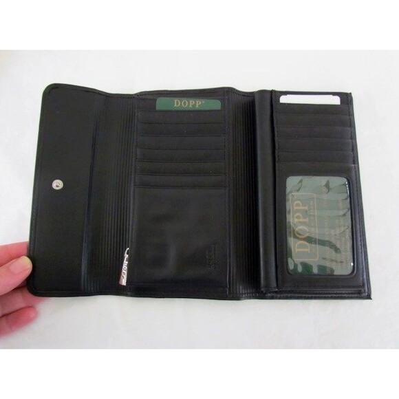 Vintage Dopp All Leather Black Checkbook Wallet Large Deadstock New in Boz - Picture 6 of 16